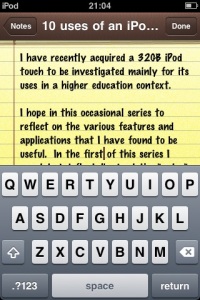 iPod Touch Photo of Notes